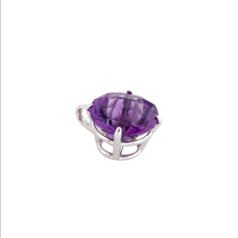New 14K Amethyst Pendant 1.71 Carat Round Amethyst on White Gold 100% Authentic - Picture 2 of 4